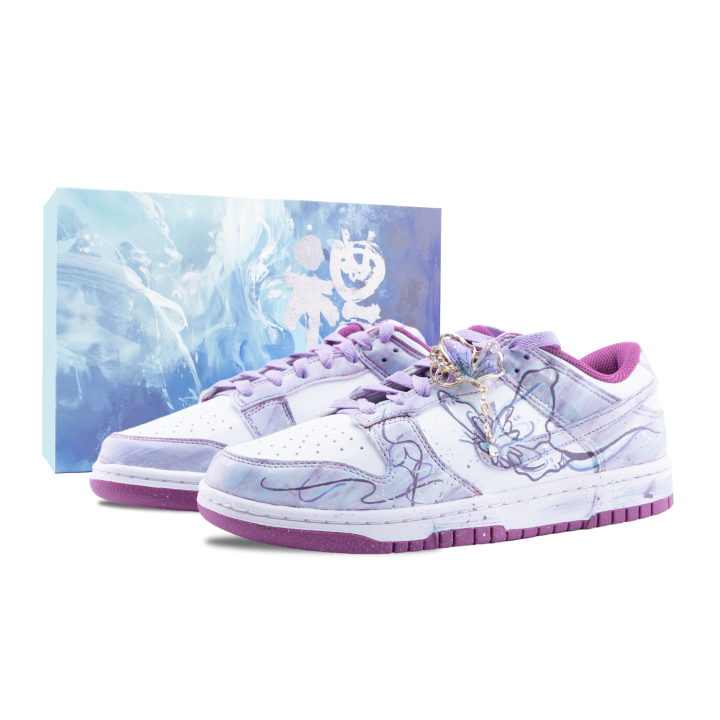 Nike Nike Dunk Midsummer Night's Butterfly Slip Resistant Abrasion Resistant Low top Skateboard Shoes Unisex Blue Purple