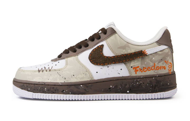 Nike Nike Air Force 1 Slip Resistant Abrasion Resistant Low top Skateboard Shoes Unisex White Brown