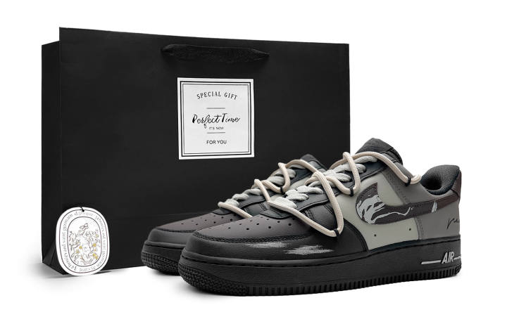 Nike Nike Air Force 1 Slip Resistant Abrasion Resistant Low top Skateboard Shoes Unisex Brown Black