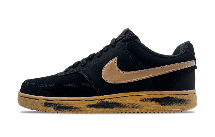 Nike Nike Court Vision 1 Synthetic Leather Cushioning, Wear Resistant Low top Skateboard Shoes Men's Black