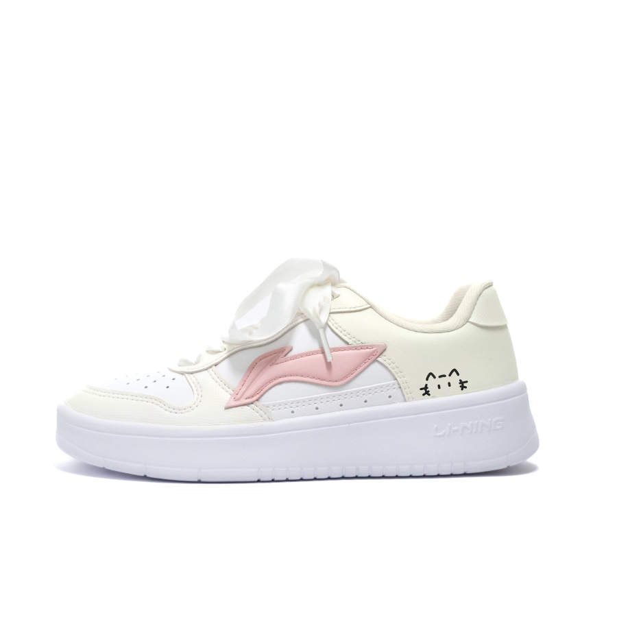 Li-Ning Li Ning Floating Boat Slip Resistant, Lightweight, And Breathable Low top Skateboard Shoes Women's White Yellow