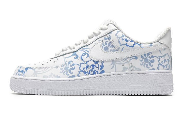Nike Nike Air Force 1 Celadon Dream Shadow Slip Resistant Low top Skateboard Shoes Men's White Blue