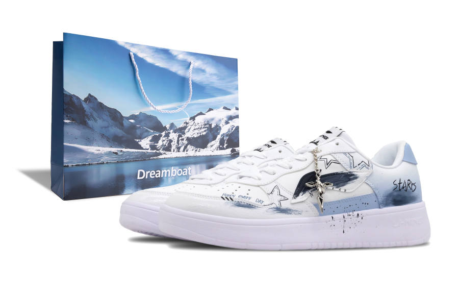 Li-Ning Li Ning Floating Boat Cushioning Balance Lightweight Low top Skateboard Shoes Unisex White Blue