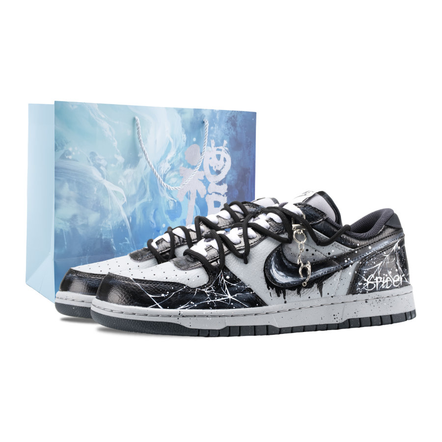 Nike Nike Big Ghost Spider Abrasion Resistant Low top Skateboard Shoes Men's Black White Gray