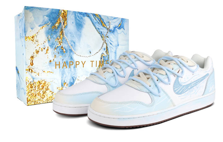 Nike Nike EBERNON Abrasion Resistant Low top Skateboard Shoes Men's Blue White