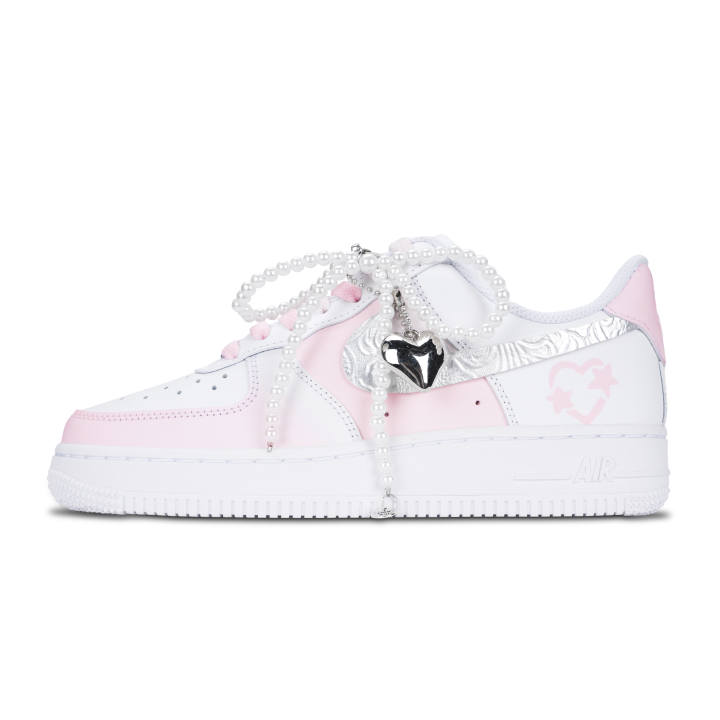 Nike Nike Air Force 1 Slip Resistant Abrasion Resistant Low top Skateboard Shoes Unisex Lotus Color