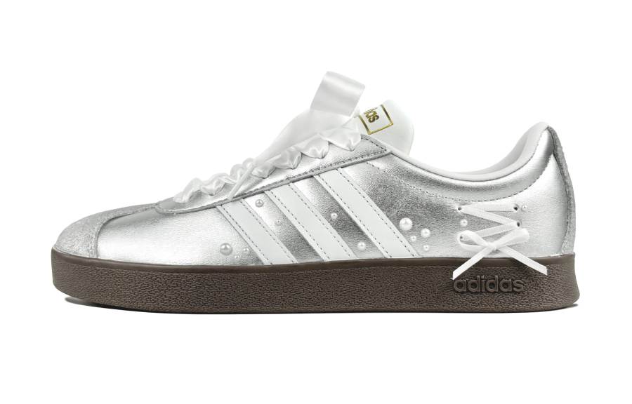 Adidas Adidas VL COURT 2.0 Abrasion Resistant Low top Skateboard Shoes Unisex Silver