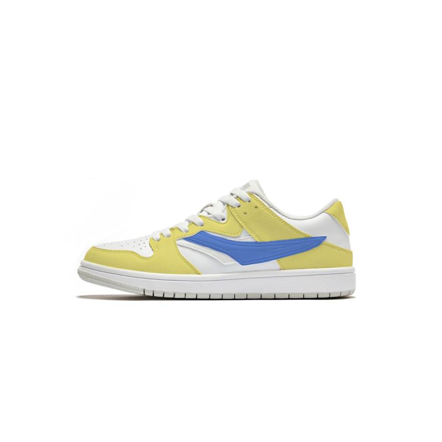 QIAODAN Slip Resistant Abrasion Resistant Low top Skateboard Shoes Men's Yellow Blue
