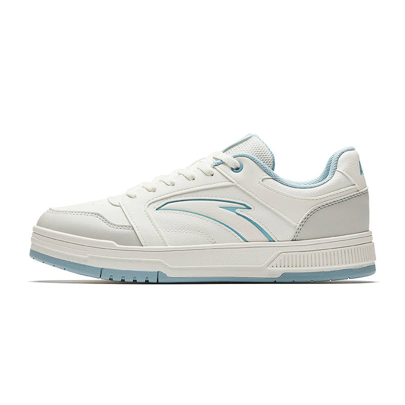 Anta Synthetic Leather, Textile Abrasion Resistant Slip Resistant Low top Skateboard Shoes Women's Ivory White