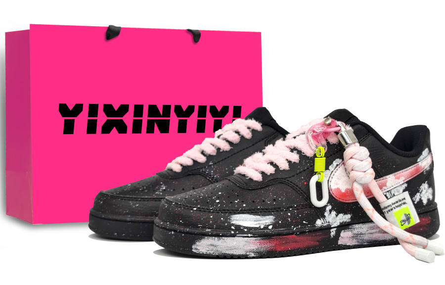 Nike Nike Court Vision Low Abrasion Resistant Abrasion Resistant Low top Skateboard Shoes Unisex Black Pink