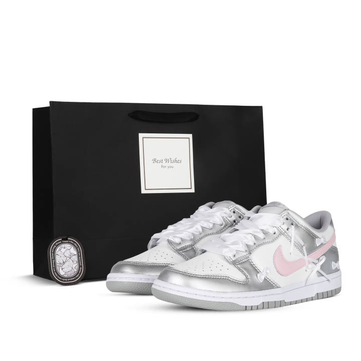Nike Nike Dunk Ballet Girlish Slip Resistant Abrasion Resistant Low top Skateboard Shoes GS Silver Pink