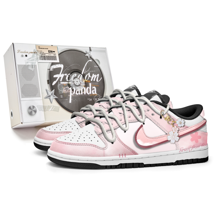 Nike Nike Dunk Freedom Panda, Box, Cherry Blossoms Slip Resistant Abrasion Resistant Low top Skateboard Shoes Unisex