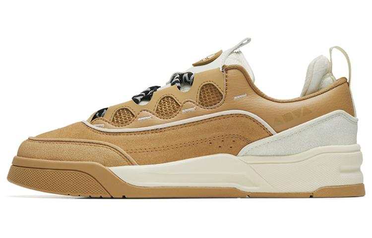 Anta Jie Ao Synthetic Leather Puffy Shoes Wear resistant And Lightweight Low top Skateboard Shoes Men's Tawny