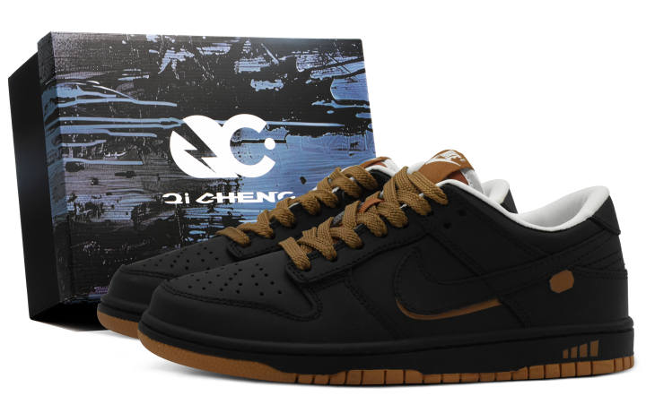 Nike Nike Dunk Obsidian Slip Resistant Abrasion Resistant Low top Skateboard Shoes Unisex Black Brown