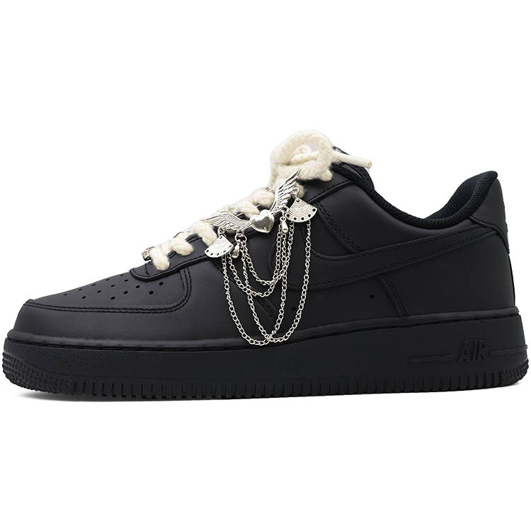 Nike Nike Air Force 1 Slip Resistant Abrasion Resistant Low top Skateboard Shoes Unisex Black