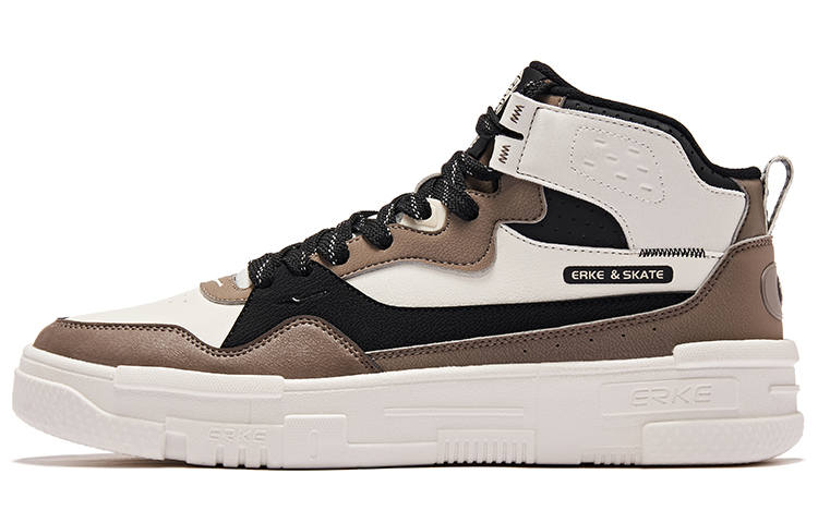 Erke Zhenming Mid top Skateboard Shoes Men's White Brown