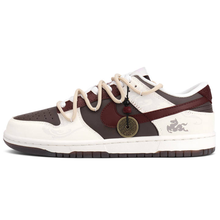 Nike Nike Dunk Abrasion Resistant Breathable Low top Skateboard Shoes Unisex Beige Brown