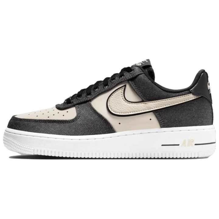 Nike Nike Air Force 1 Denim, Leather Skateboard Shoes Unisex Black Beige