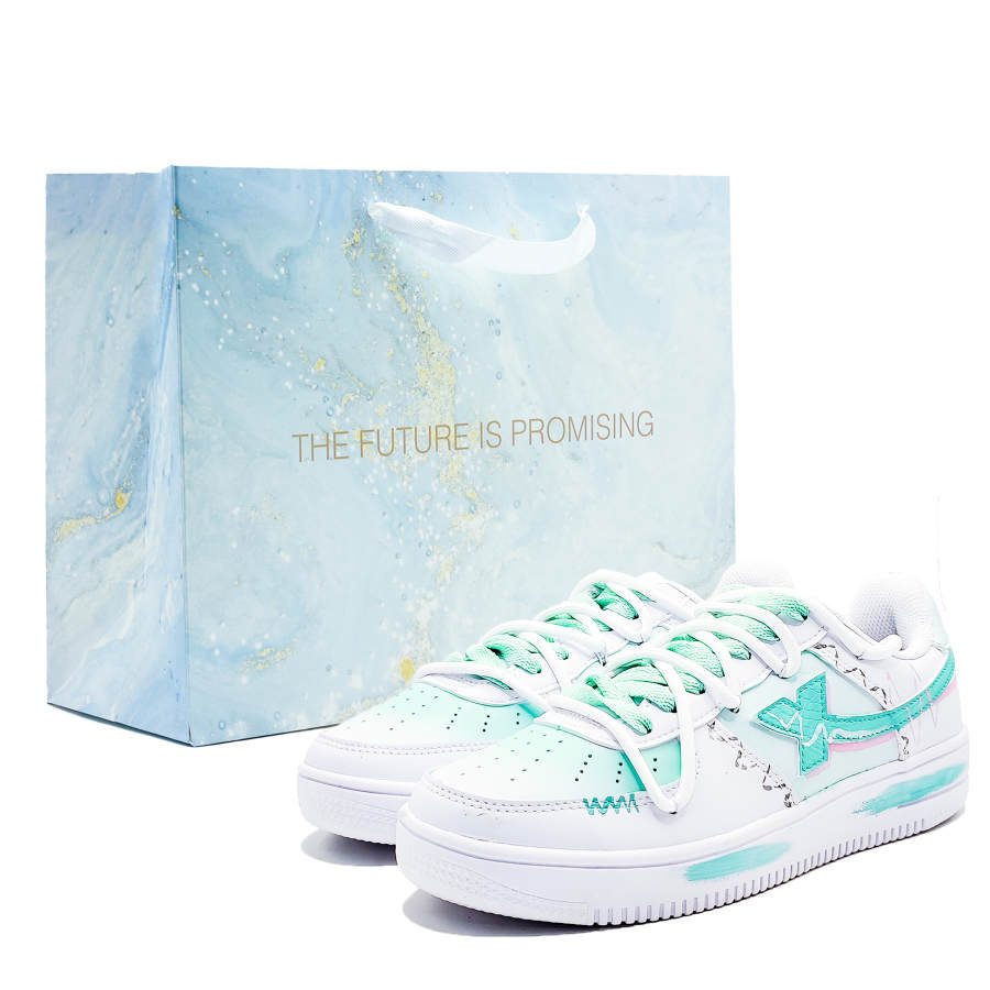 XTEP Air Force 1 Slip Resistant Abrasion Resistant Low top Skateboard Shoes Women's White Green