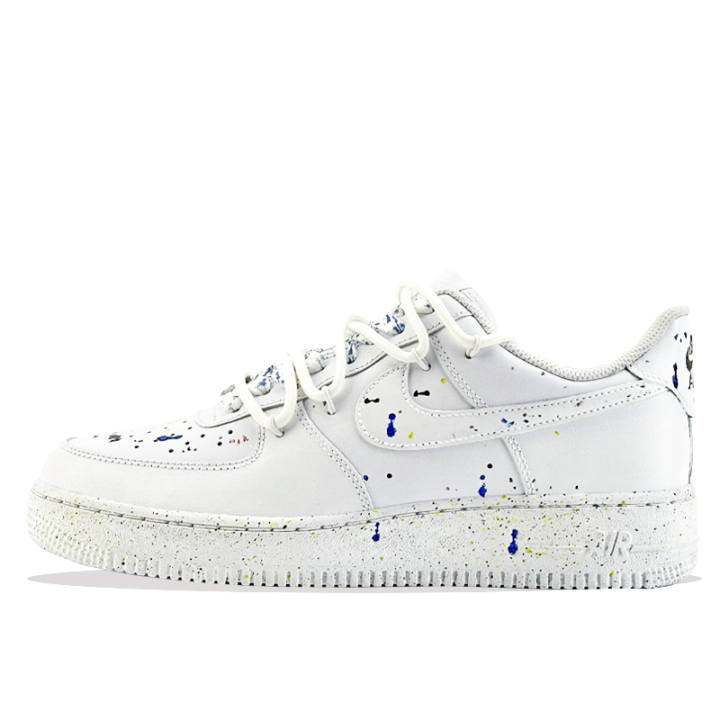 Nike Nike Air Force 1 Ink Splatter White Rhythm Slip Resistant Abrasion Resistant Low top Skateboard Shoes Unisex White