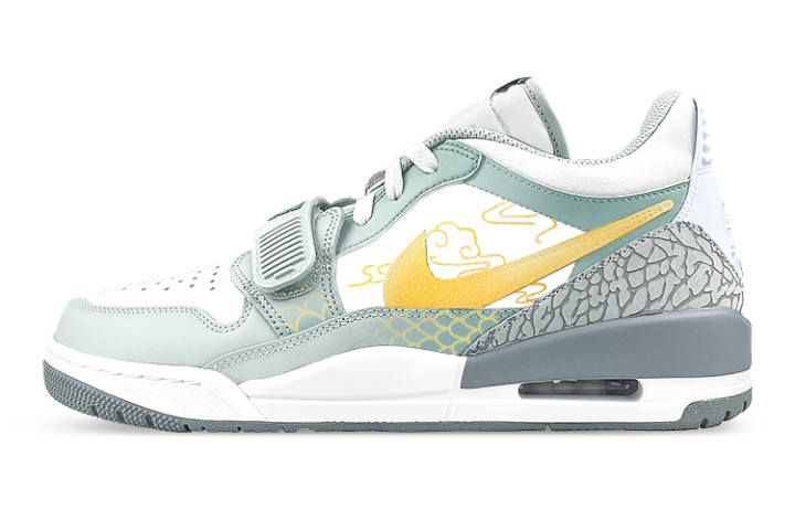Jordan Jordan Legacy 312 Low top Skateboard Shoes Men's Gray Green Gold