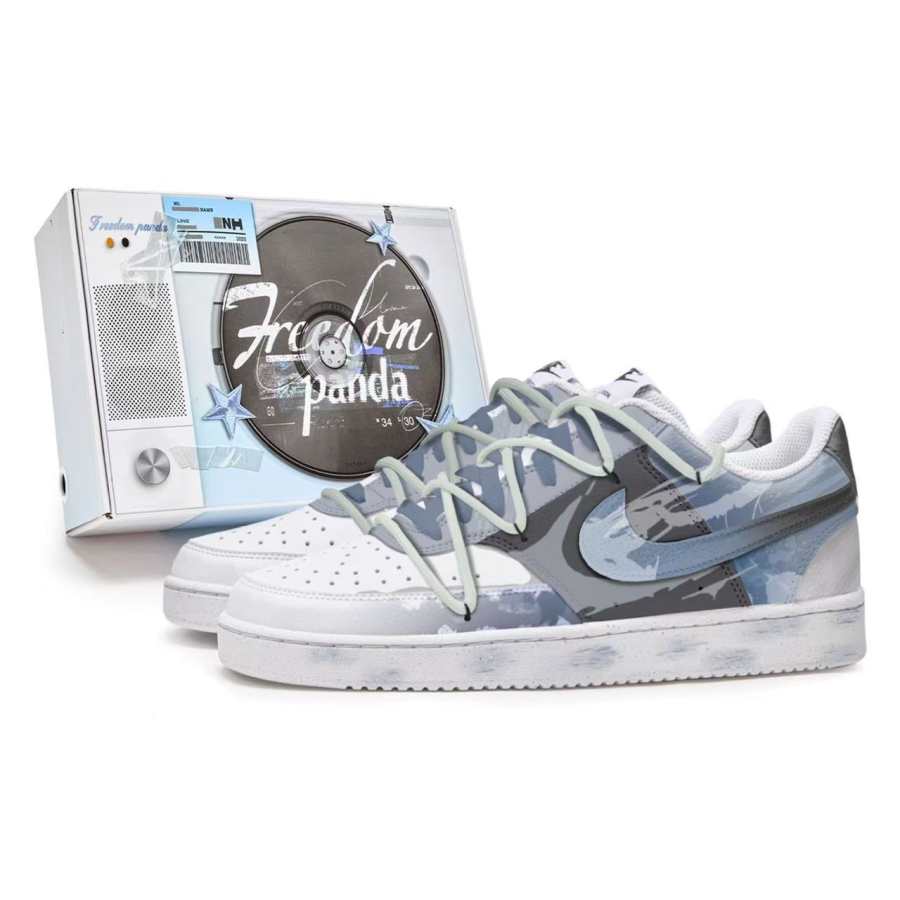 Nike Nike Court Vision 1 Slip Resistant Abrasion Resistant Low top Skateboard Shoes Men's Gray Blue White