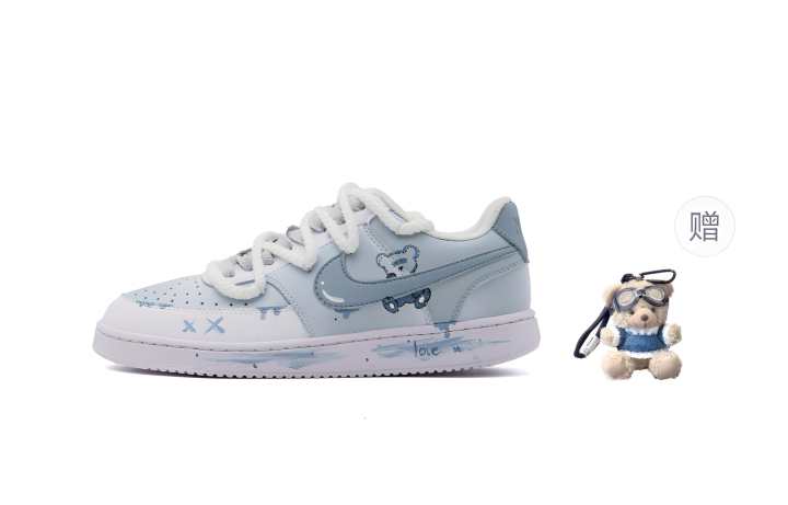 Nike Nike Court Vision Abrasion Resistant Low top Skateboard Shoes Unisex Blue White