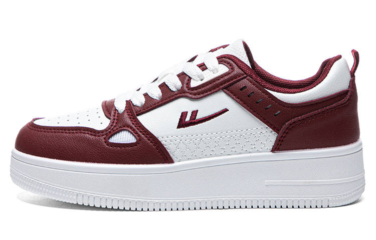 Warrior Trendy Shiro Shoes Breathable Low top Skateboard Shoes Unisex White Burgundy
