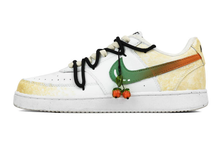Nike Nike Court Vision 1 Lucky Persimmon Slip Resistant Abrasion Resistant Low top Skateboard Shoes Men's White Yellow