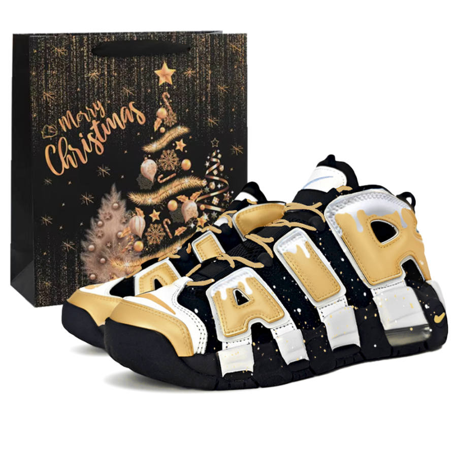 Nike Nike Air More Uptempo Winter Fairy Tale Cushioning Basketball Shoes Women's Black Gold
