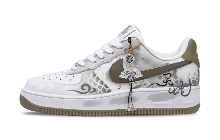 Nike Nike Air Force 1 Serpent Lucky Slip Resistant Abrasion Resistant Low top Skateboard Shoes Unisex Khaki