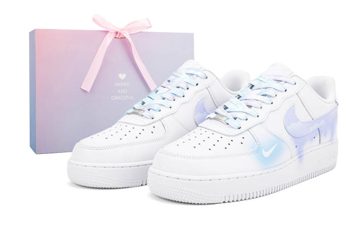 Nike Nike Air Force 1 Low top Skateboard Shoes Men's White Blue Purple