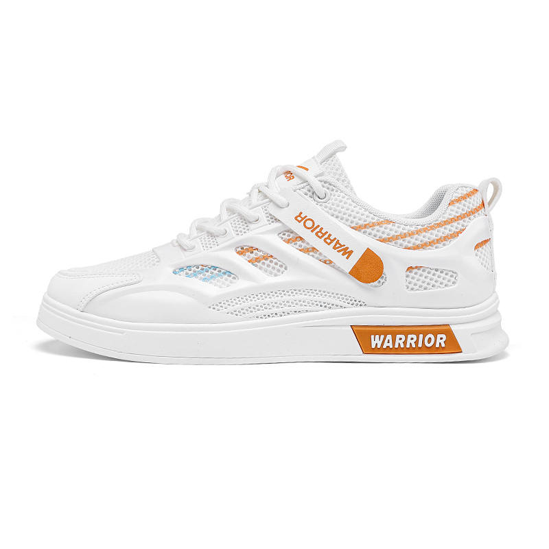 Warrior Abrasion Resistant, Lightweight, And Breathable Low top Skateboard Shoes Men's White Orange