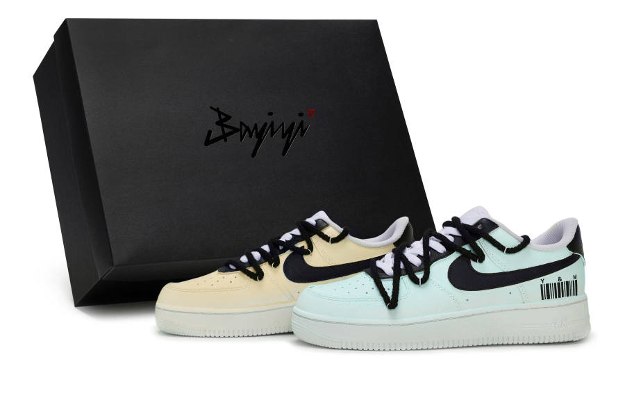 Nike Nike Air Force 1 Skateboard Shoes Unisex Low Top Black/White/Cyan/Yellow