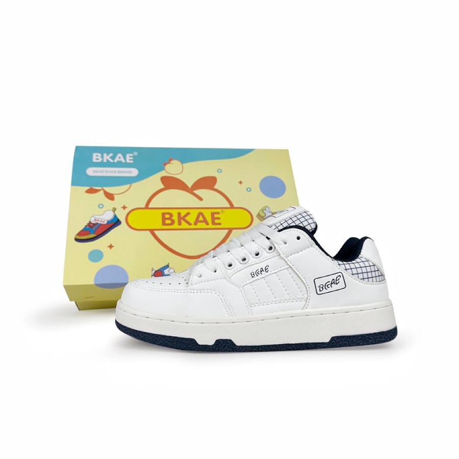 BKAE Synthetic Leather Non Slip And Waterproof Abrasion Resistant Low top Skateboard Shoes Unisex White Blue