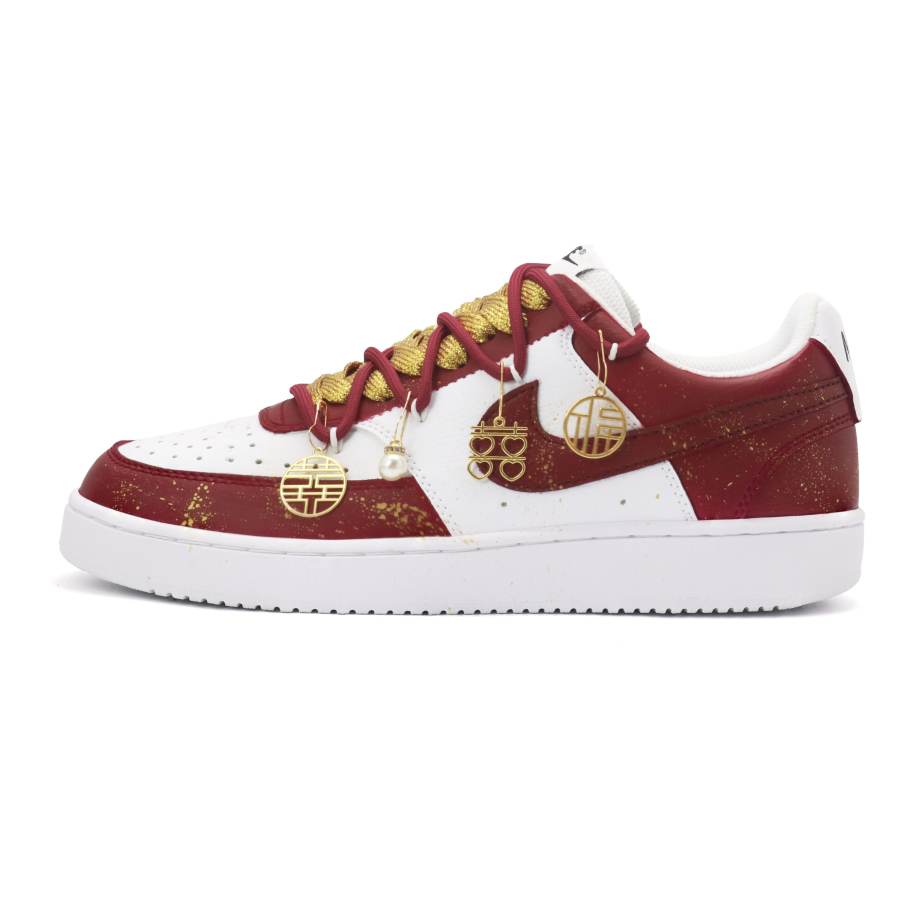 Nike Nike Court Vision 1 In The Name Of Love Anti Slip Wear Resistant Low Top Skateboard Shoes Unisex Red White Gold
