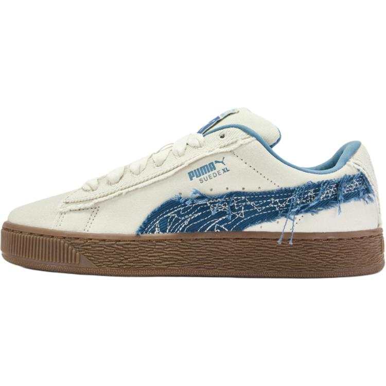 PUMA Suede XL Low top Skateboard Shoes Unisex Beige White Blue
