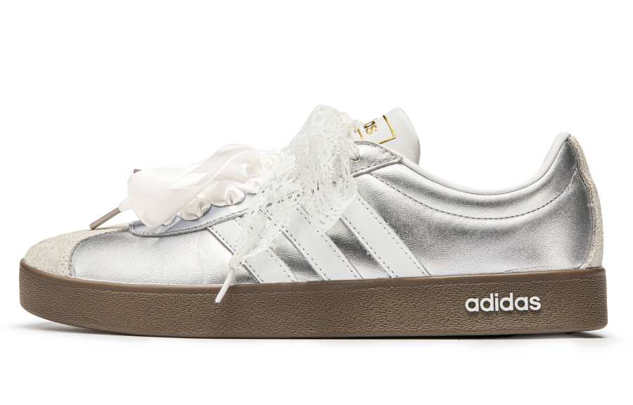 Adidas Adidas VL COURT 2.0 Slip Resistant Slip Resistant Low top Skateboard Shoes Unisex Silver White