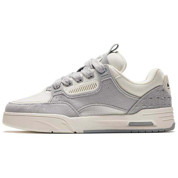 Anta AOJIE Slip Resistant Cushioning Abrasion Resistant Low top Skateboard Shoes Men's White Gray
