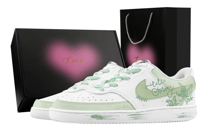 Nike Nike Court Vision 1 Mint, Heart Box Abrasion Resistant Low top Skateboard Shoes Men's Green White