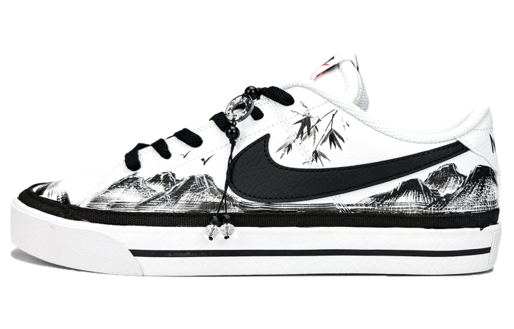 Nike Nike Court Legacy Slip Resistant Abrasion Resistant Low top Skateboard Shoes Men's Black White