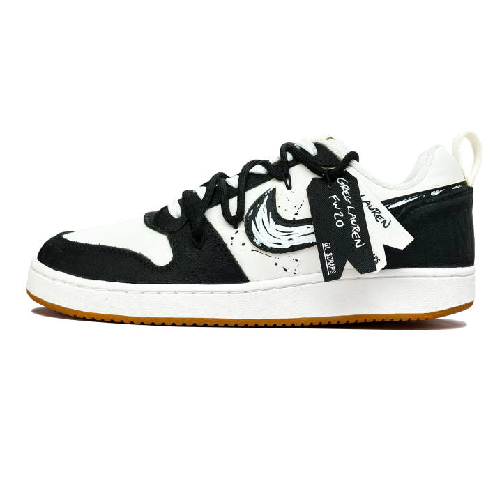 Nike Nike Court Borough Distressed Ash Abrasion Resistant Abrasion Resistant Low top Skateboard Shoes Men's Black White