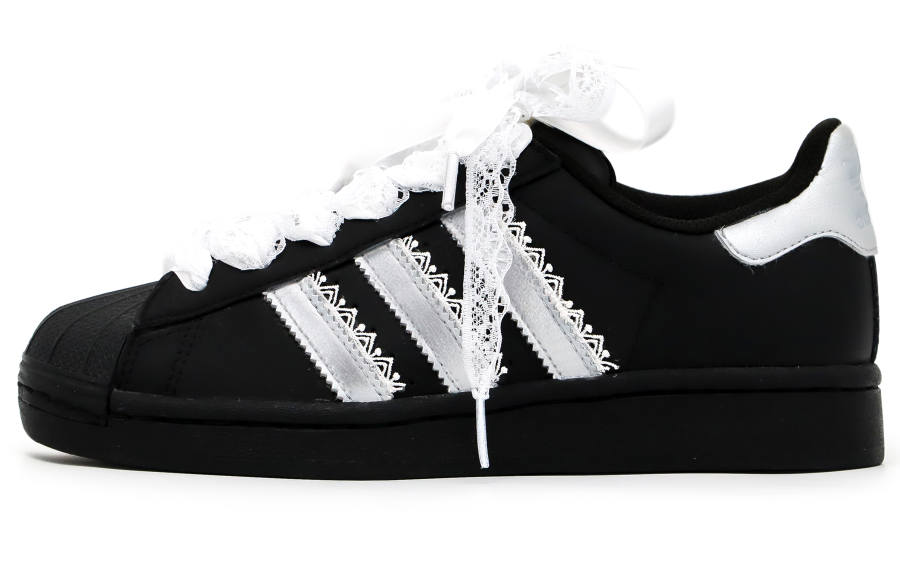 Adidas Originals SUPERSTAR Crow Made, Light Silver Ballet 2.0 Low top Skateboard Shoes Unisex Black Silver
