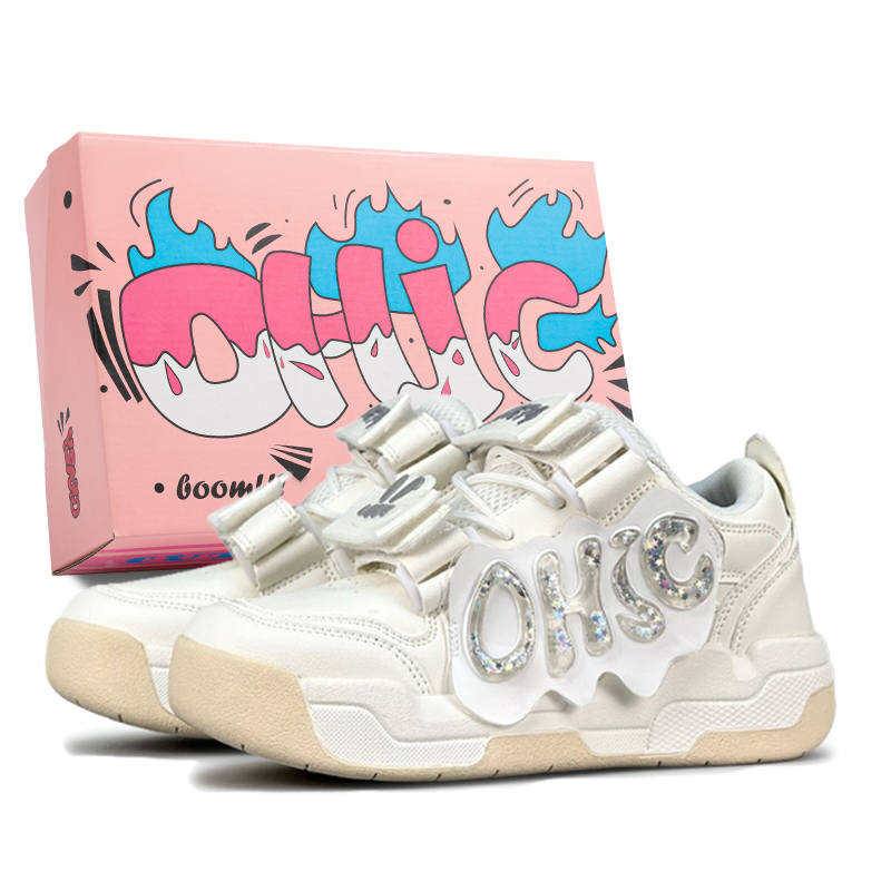 OHJC Skateboard Shoes Women's Low Top Full Of Stars/Dream Pink/Bubble Pomegranate