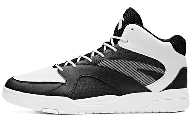 Anta Life Collection Slip Resistant Abrasion Resistant High top Skateboard Shoes Men's Black White