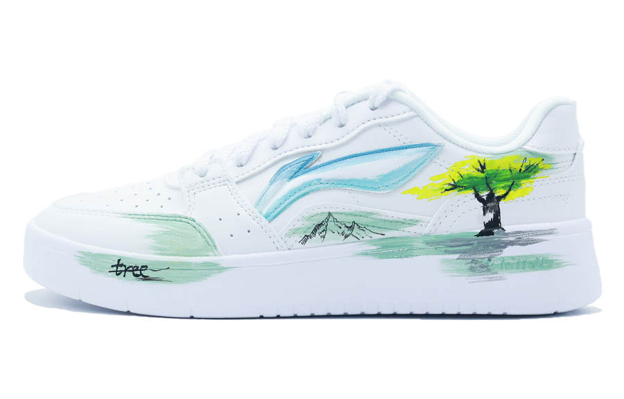 Li-Ning Li Ning Sycee Slip Resistant, Abrasion Resistant, Height Increasing Low top Skateboard Shoes Men's White Green Blue