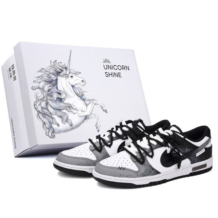 Nike Nike Dunk Slip Resistant Abrasion Resistant Low top Skateboard Shoes Unisex Black Gray