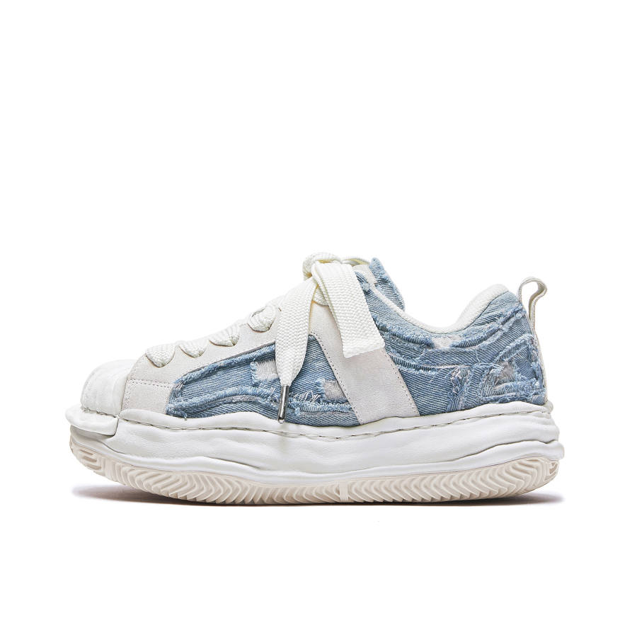 MQMS Distressed Aesthetic Washed Denim Blue Deconstruction Dissolve Shoes