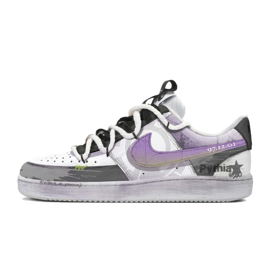 Nike Nike Court Vision Slip Resistant Cushioning Abrasion Resistant Low top Skateboard Shoes Men's Gray Purple