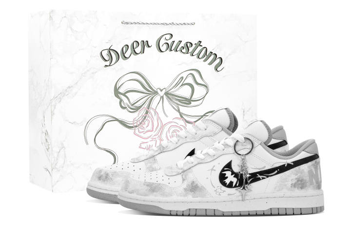 Nike Nike Big DEER Xingji Track Leather Abrasion Resistant Low top Skateboard Shoes Men's Black White Gray